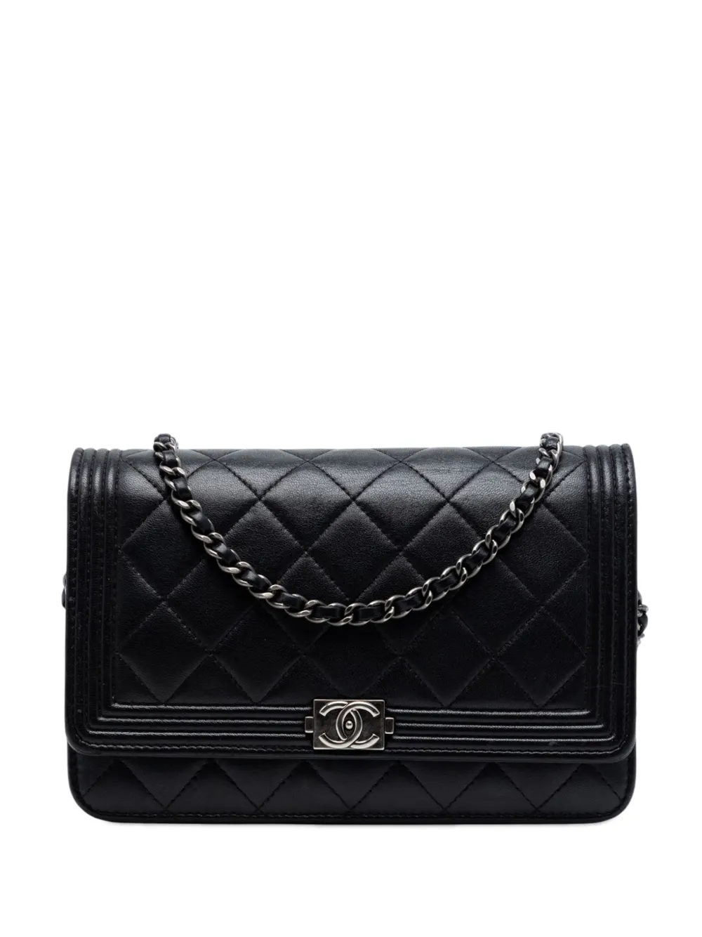 CHANEL Pre-Owned 2014 Quilted Lambskin Boy Wallet On Chain crossbody bag - Black