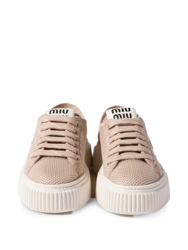 Miu Miu Mesh Fabric Sneakers | Pink | FARFETCH CA