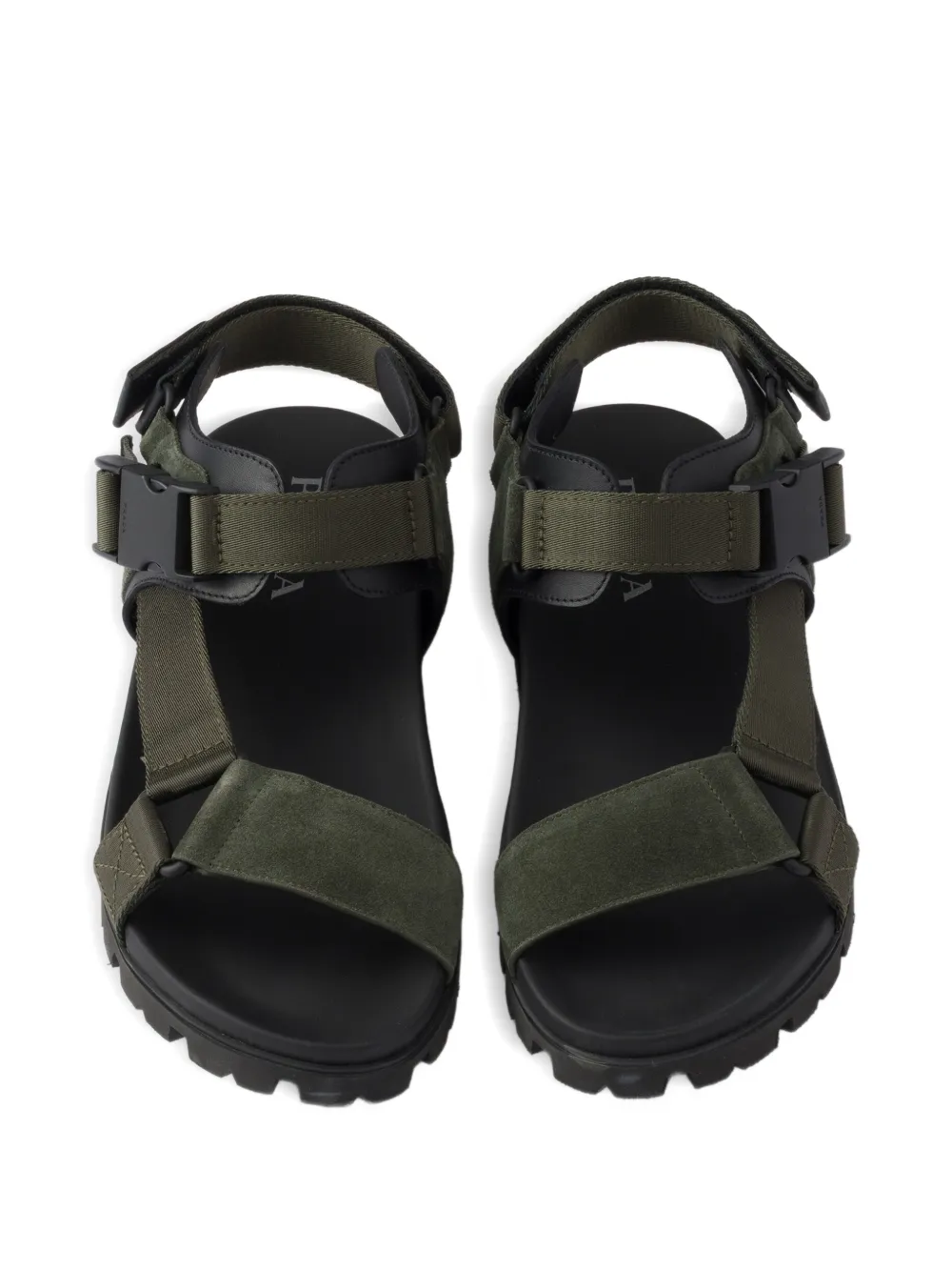 Prada Suède en geweven sandalen Groen