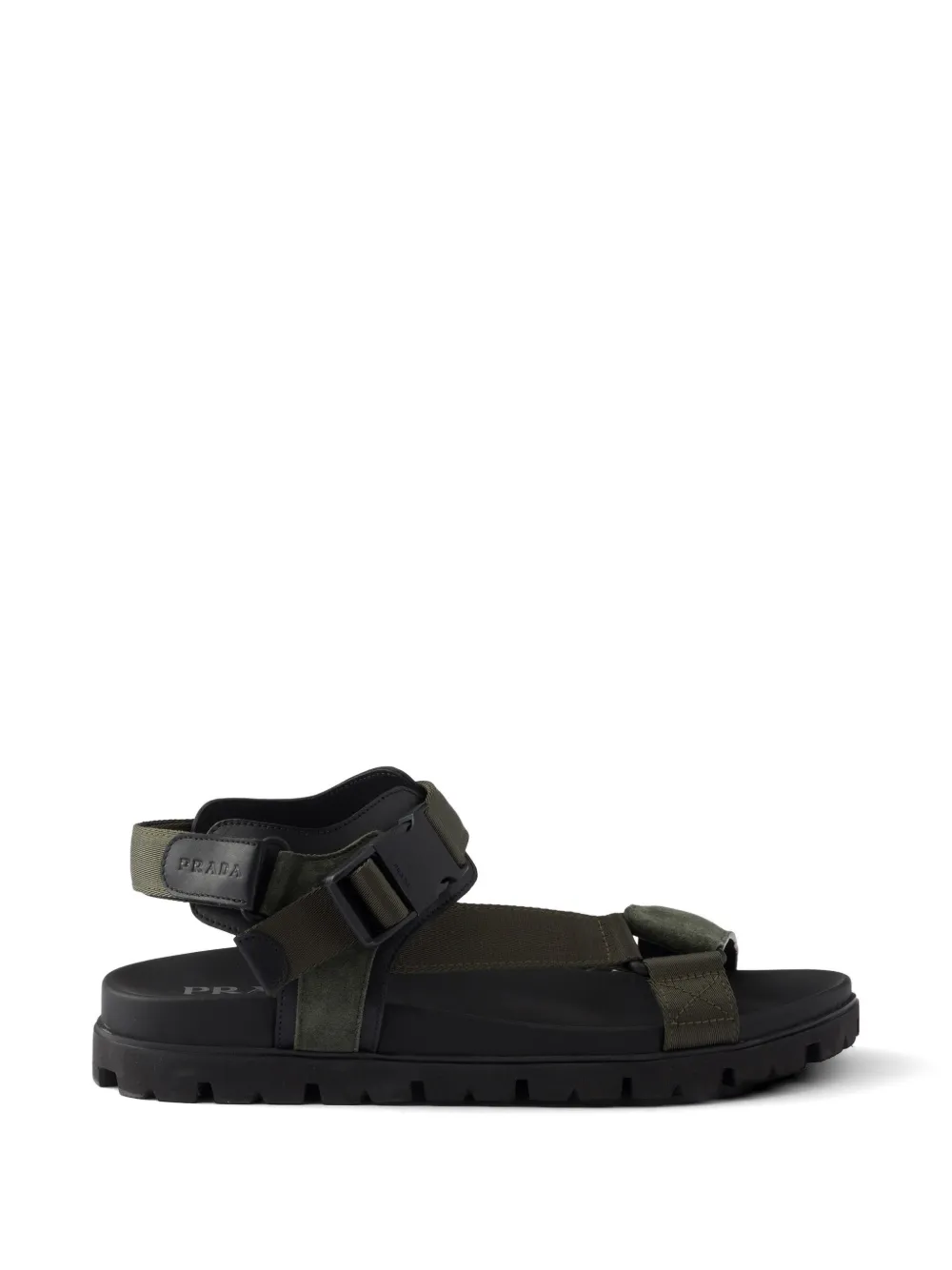 Prada suede and woven tape sporty sandals - Verde
