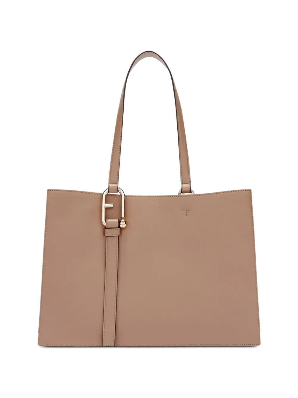 Furla Leren shopper met boogdetail Bruin
