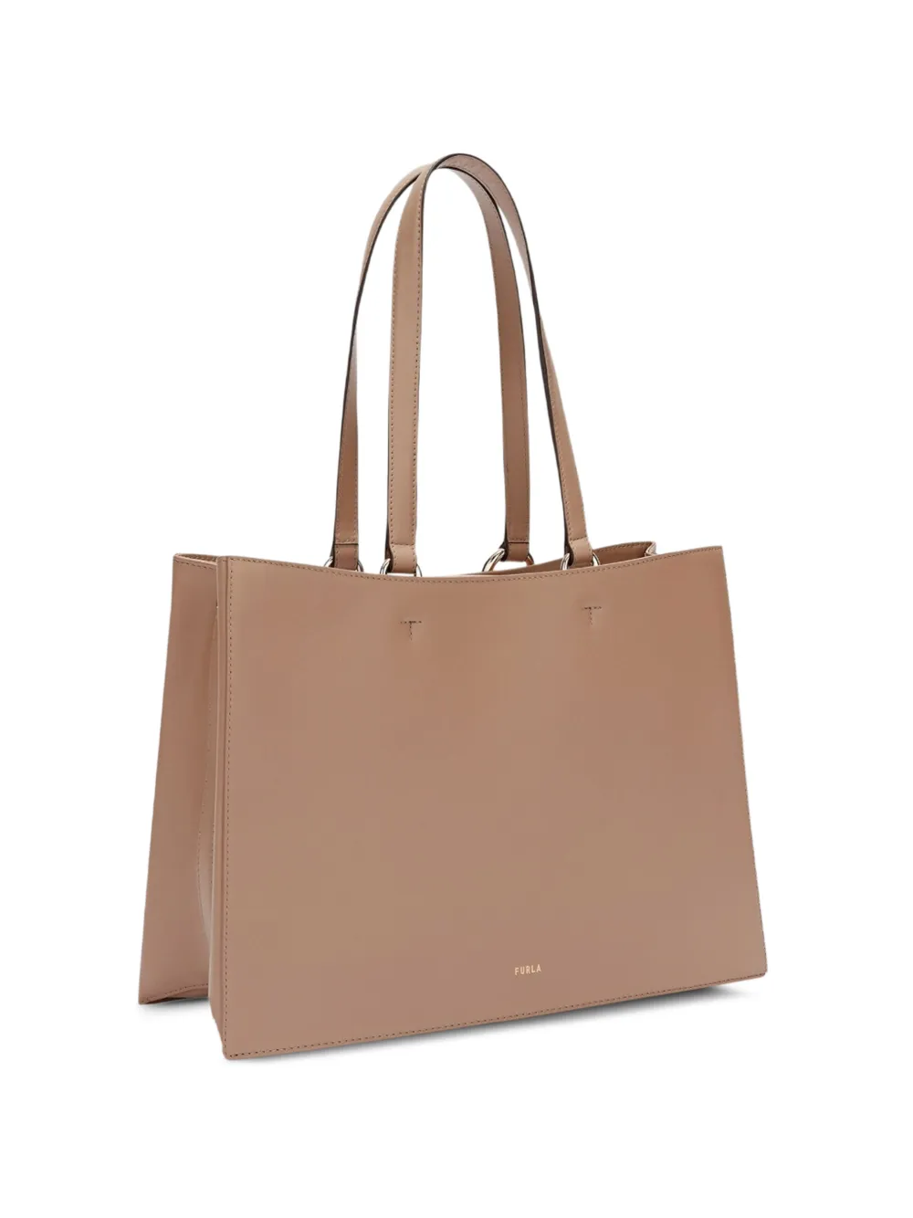 Furla Leren shopper met boogdetail Bruin