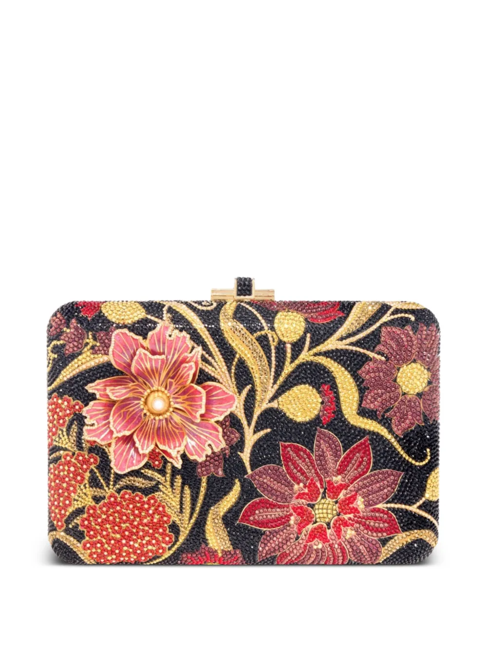 Judith Leiber crystal-embellished floral-motif clutch bag - Rosso