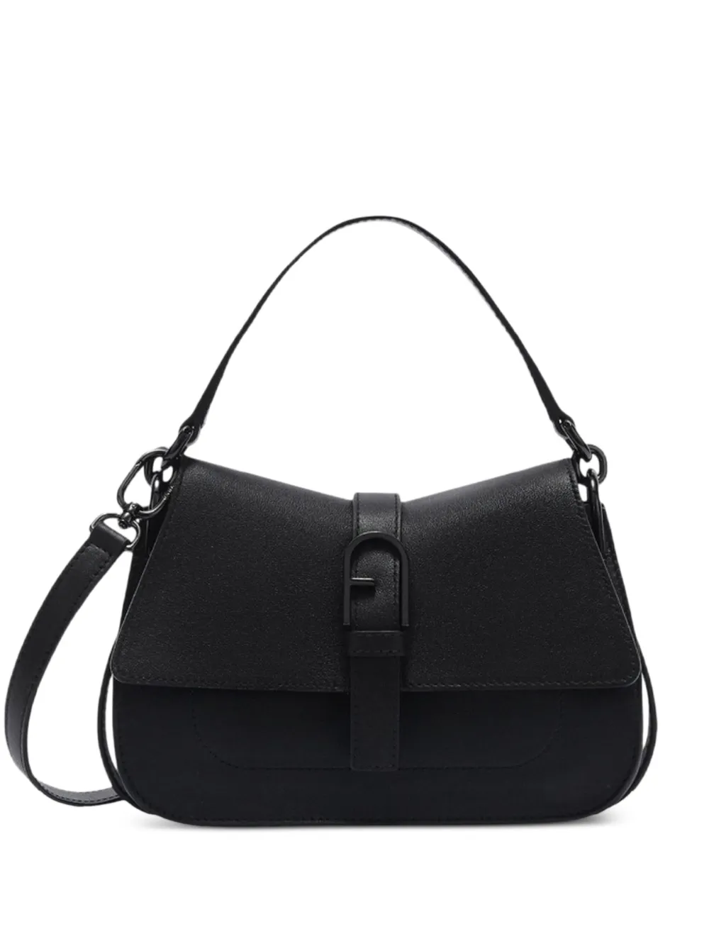 Furla mini Flow logo-plaque leather shoulder bag - Nero