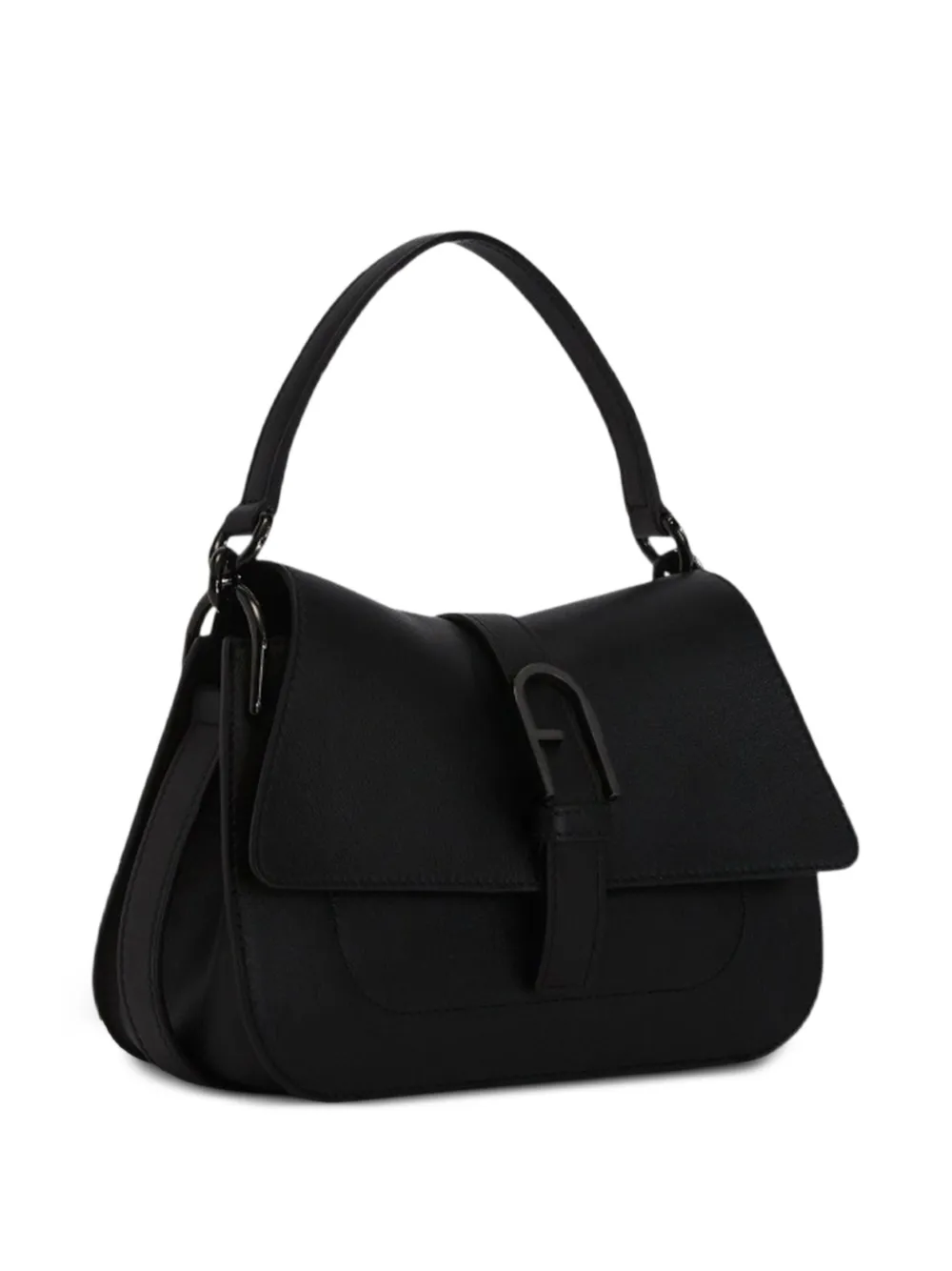 Furla Kleine Flow leren schoudertas met logoplakkaat Zwart