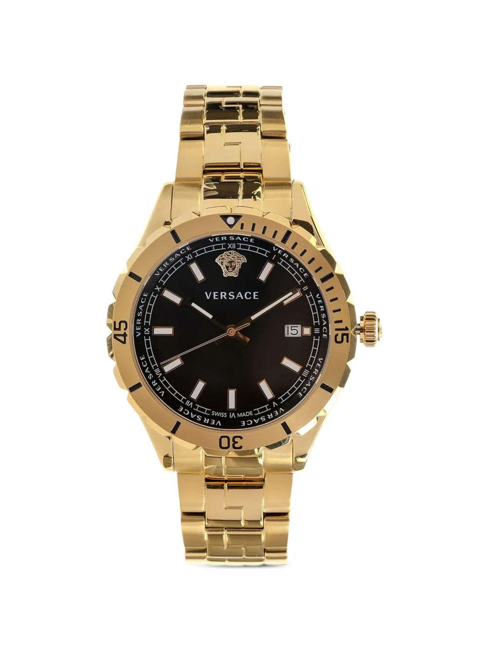 Versace Hellenyium 42mm Watch In Gold