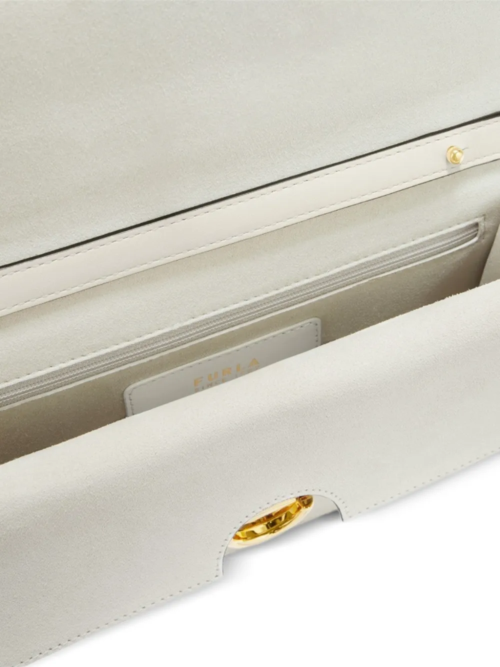 Furla Schouderband van schakelketting en gegraveerd logo Wit