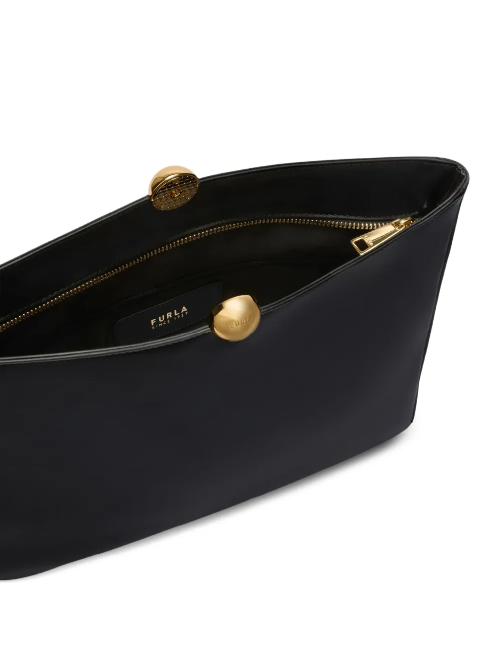 Furla Sfera Soft clutch met bolvormige gesp en gegraveerd logo Zwart