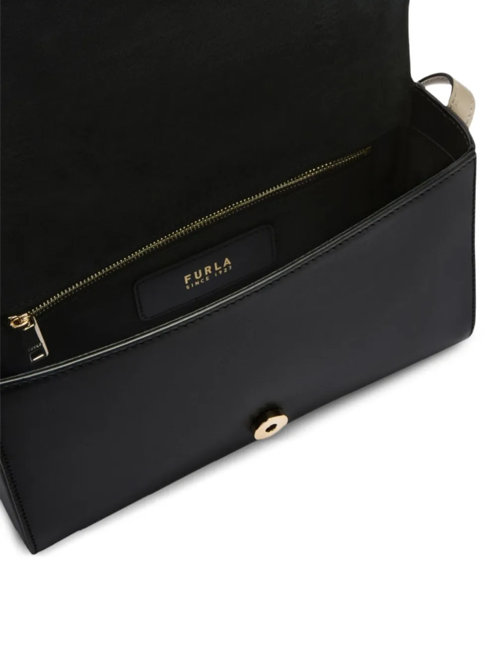 Furla Riva schoudertas met afwerking Zwart