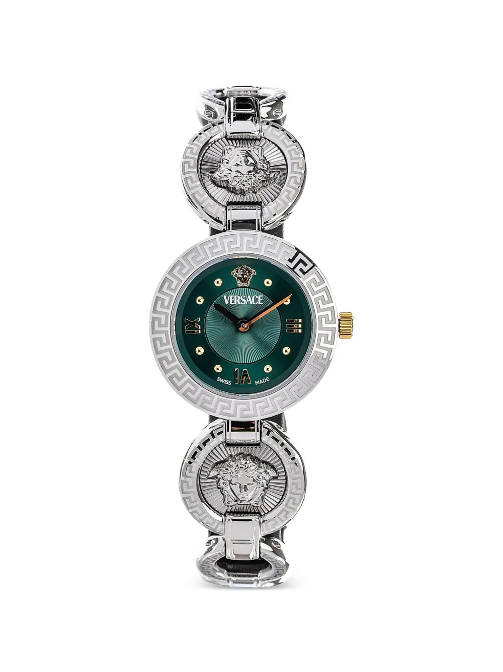 Versace Greca Medusa 28mm Watch In Silver