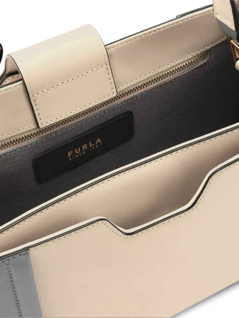 Furla shopper van bewerkt leer met colourblocking Grijs
