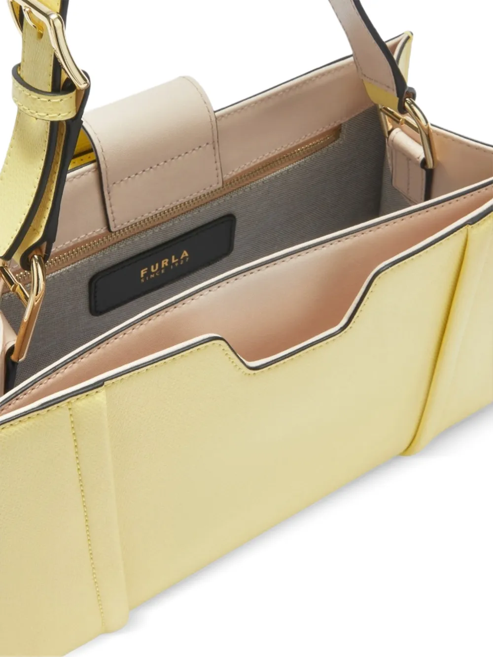 Furla Tas van bewerkt leer Geel
