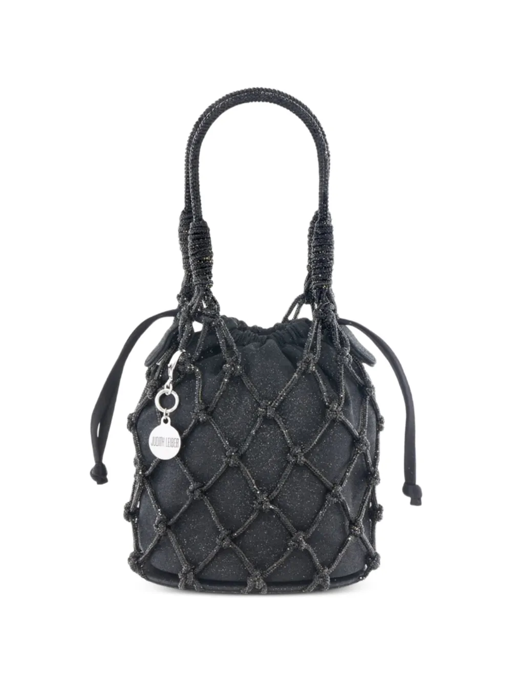 Judith Leiber crystal-embellished netted bucket bag - Nero