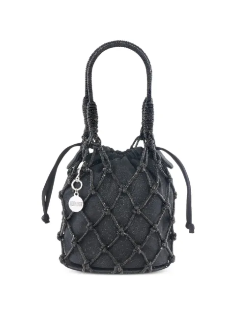 Judith Leiber crystal-embellished netted bucket bag
