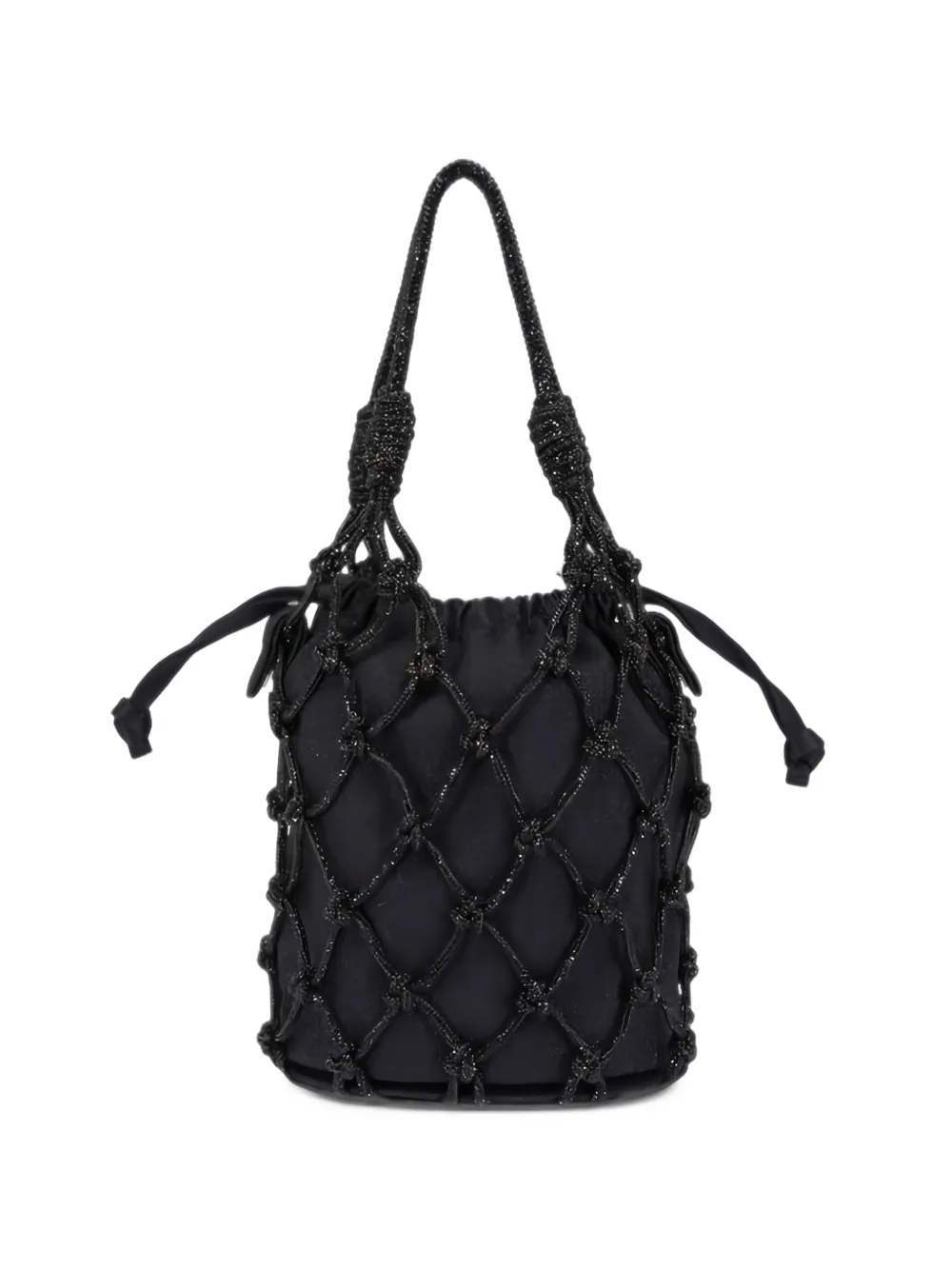 Judith Leiber crystal-embellished netted bucket bag - Nero