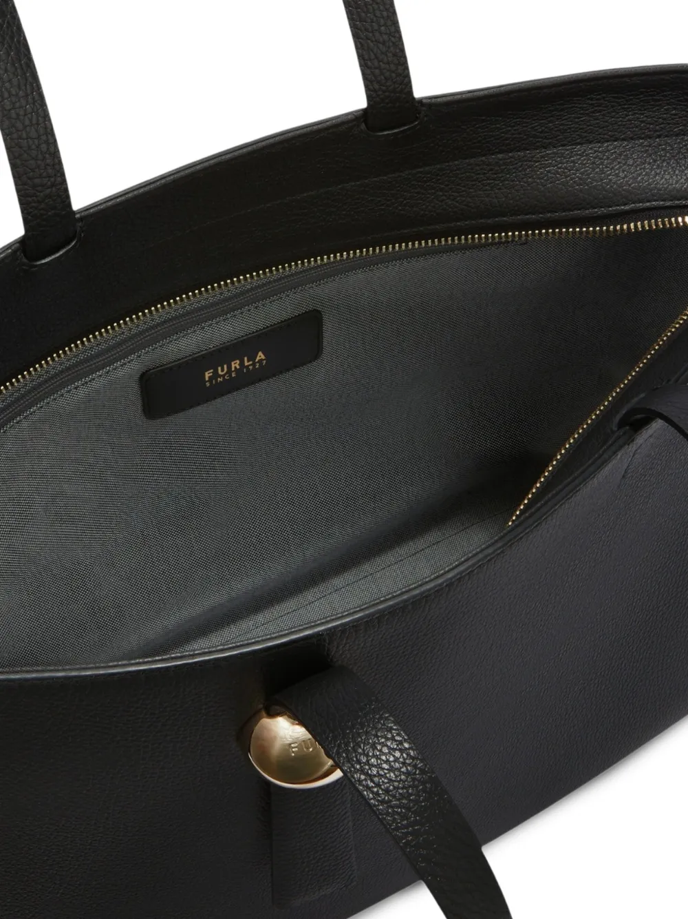 Furla shopper met gegraveerd logo en textuur Zwart