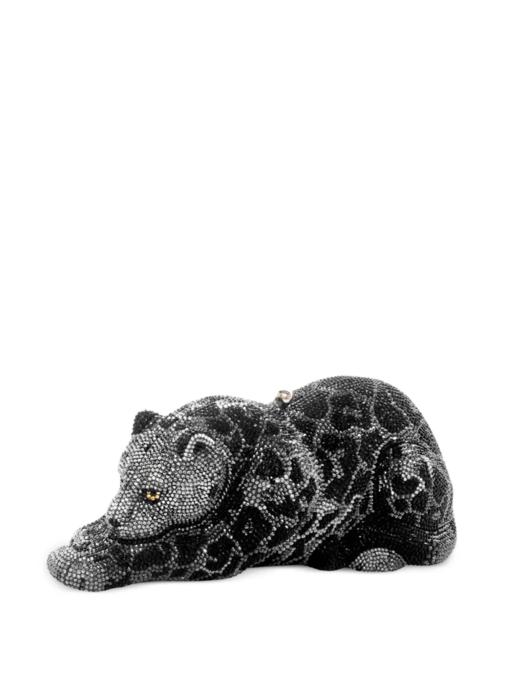 Judith Leiber crystal-embellished jaguar clutch bag - Nero