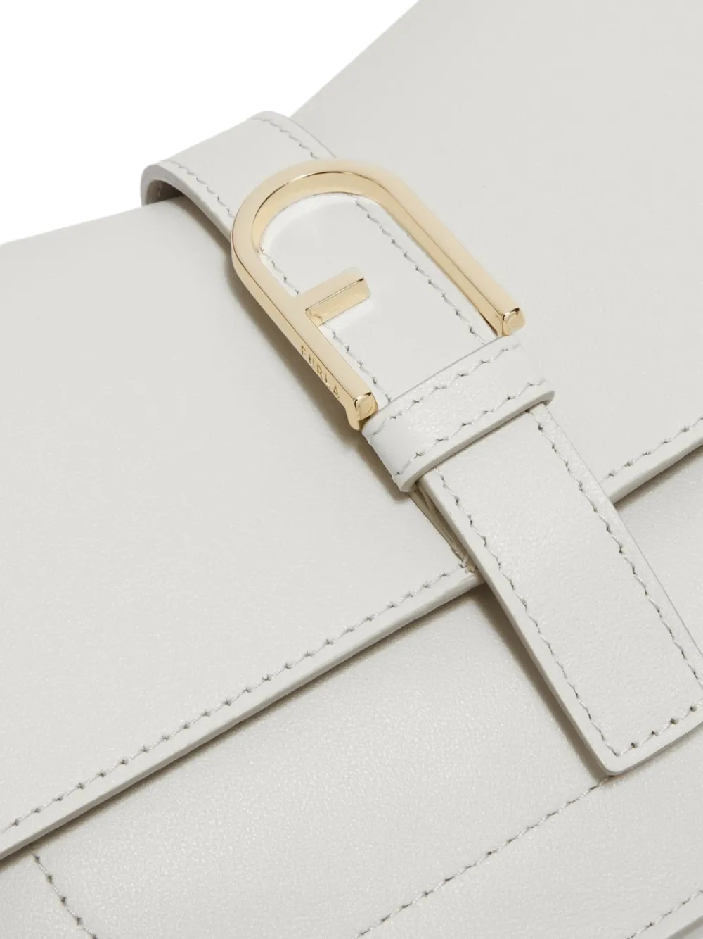 Furla Leren clutch met logoplakkaat Wit