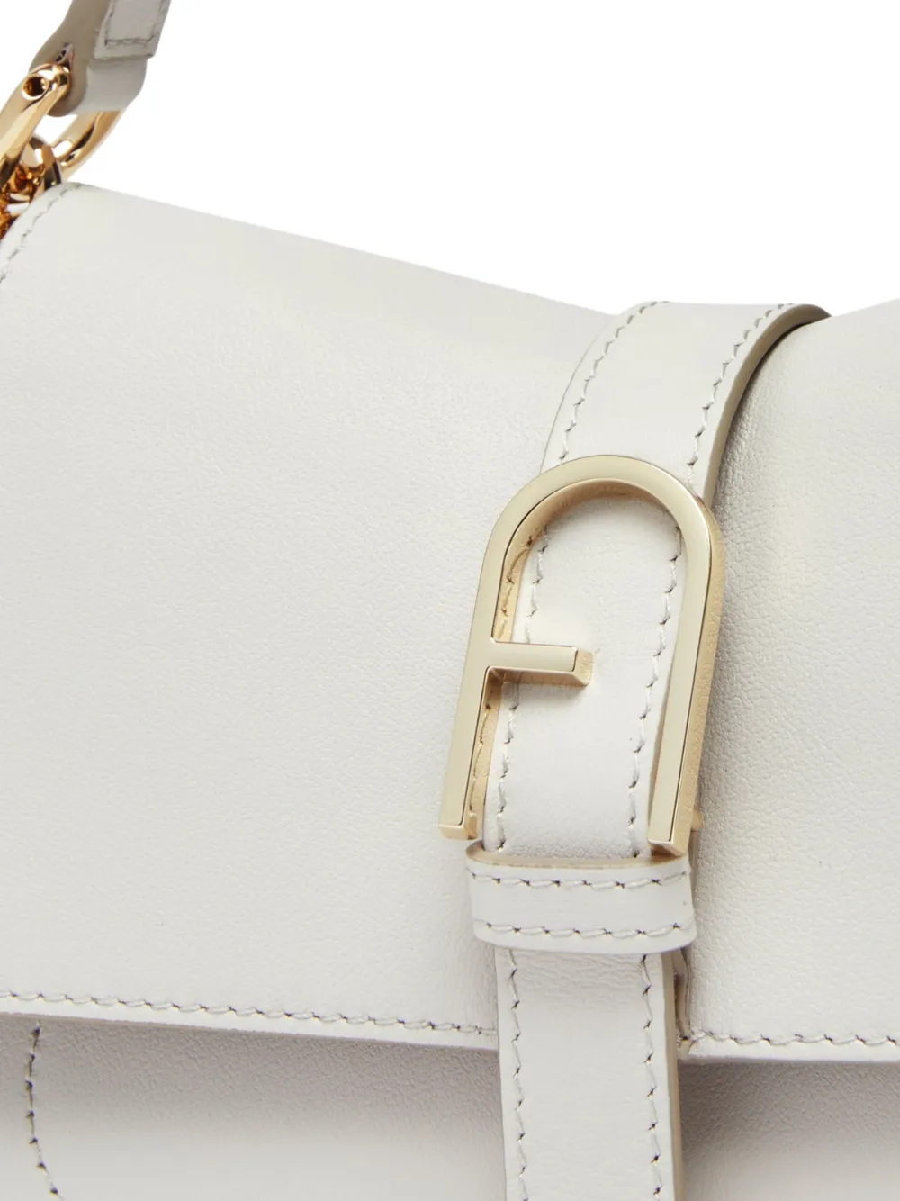 Furla Leren clutch met logoplakkaat Wit