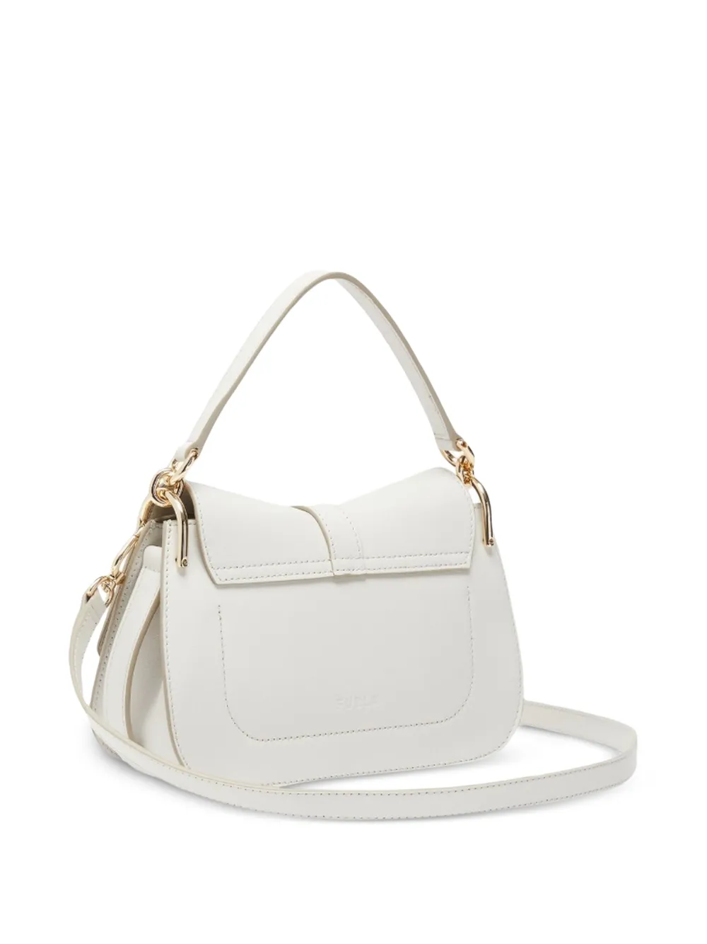 Furla Leren clutch met logoplakkaat Wit