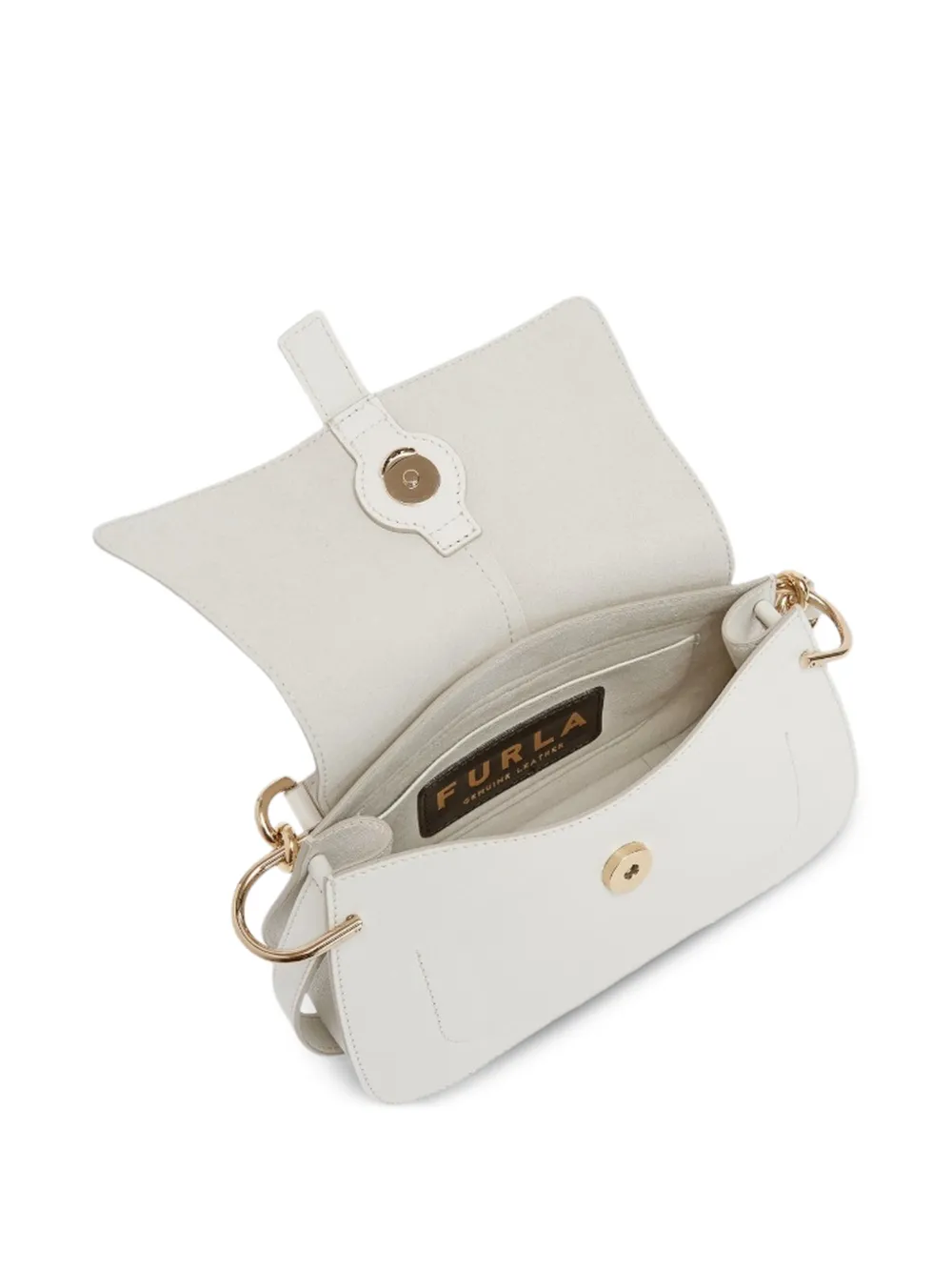 Furla Leren clutch met logoplakkaat Wit