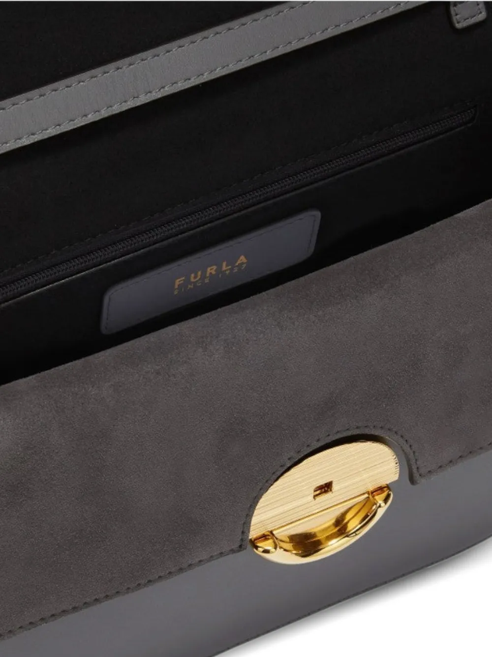 Furla Crossbodytas met omslag en logoplakkaat Grijs
