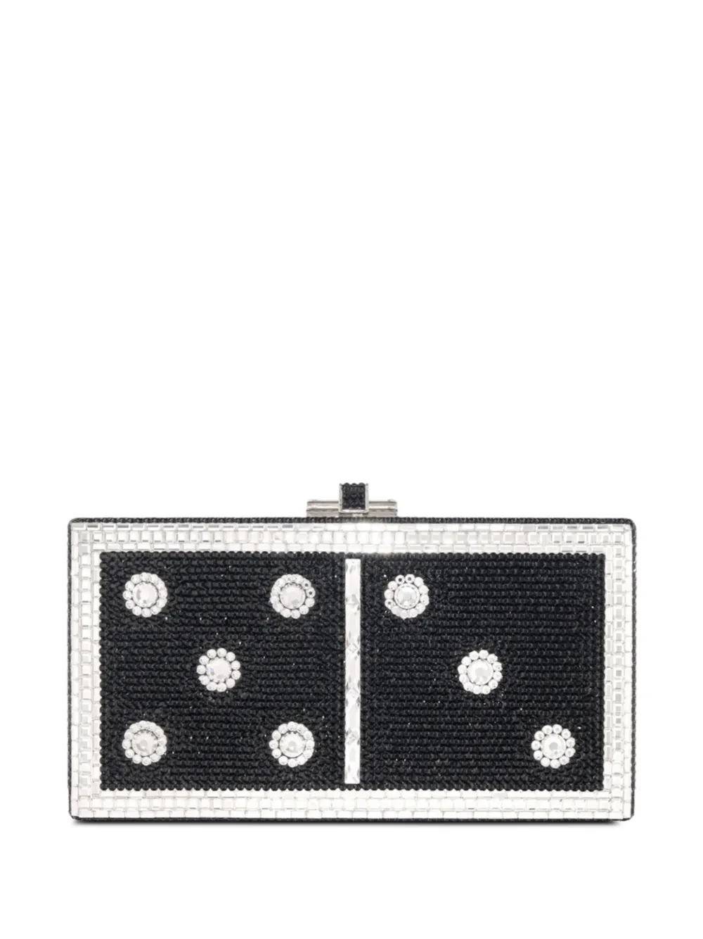 Judith Leiber rectangle domino crystal-embellished clutch bag - Nero