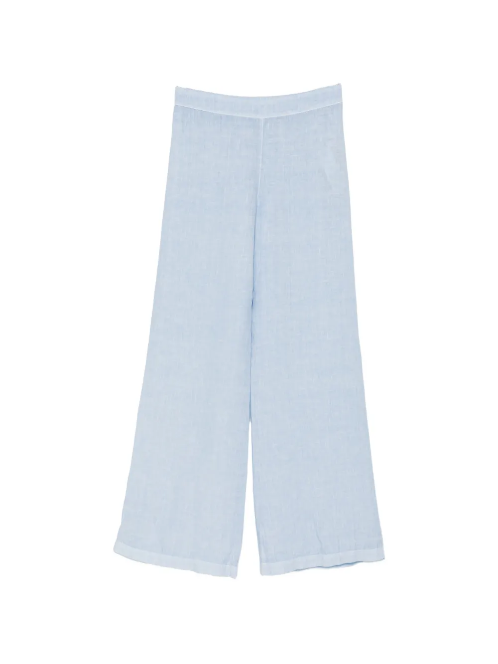 120% Lino elasticated-waistband palazzo pants - Blu