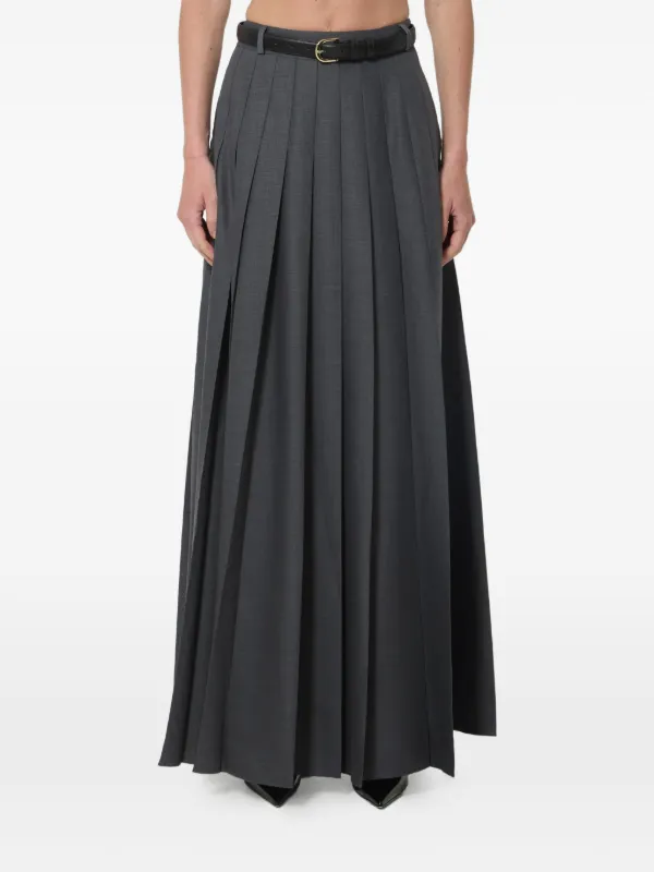Self-Portrait Pleated Maxi Skirt in Grey