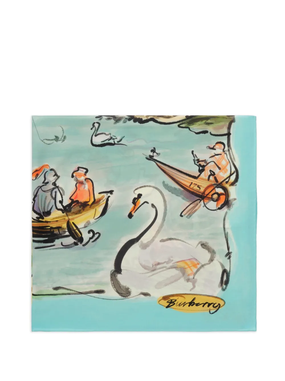 Burberry Swan Lake zijden sjaal Blauw