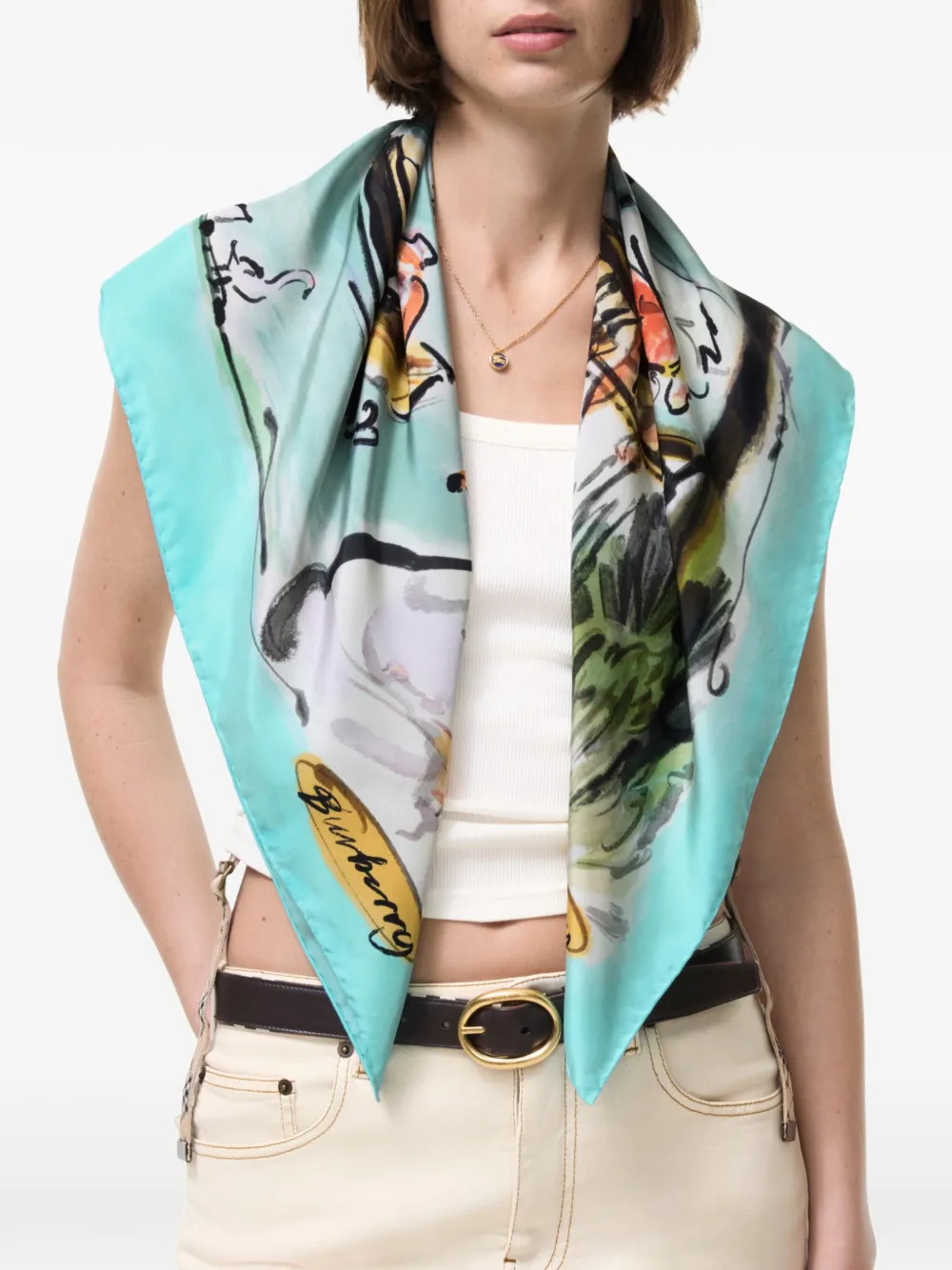 Burberry Swan Lake zijden sjaal Blauw