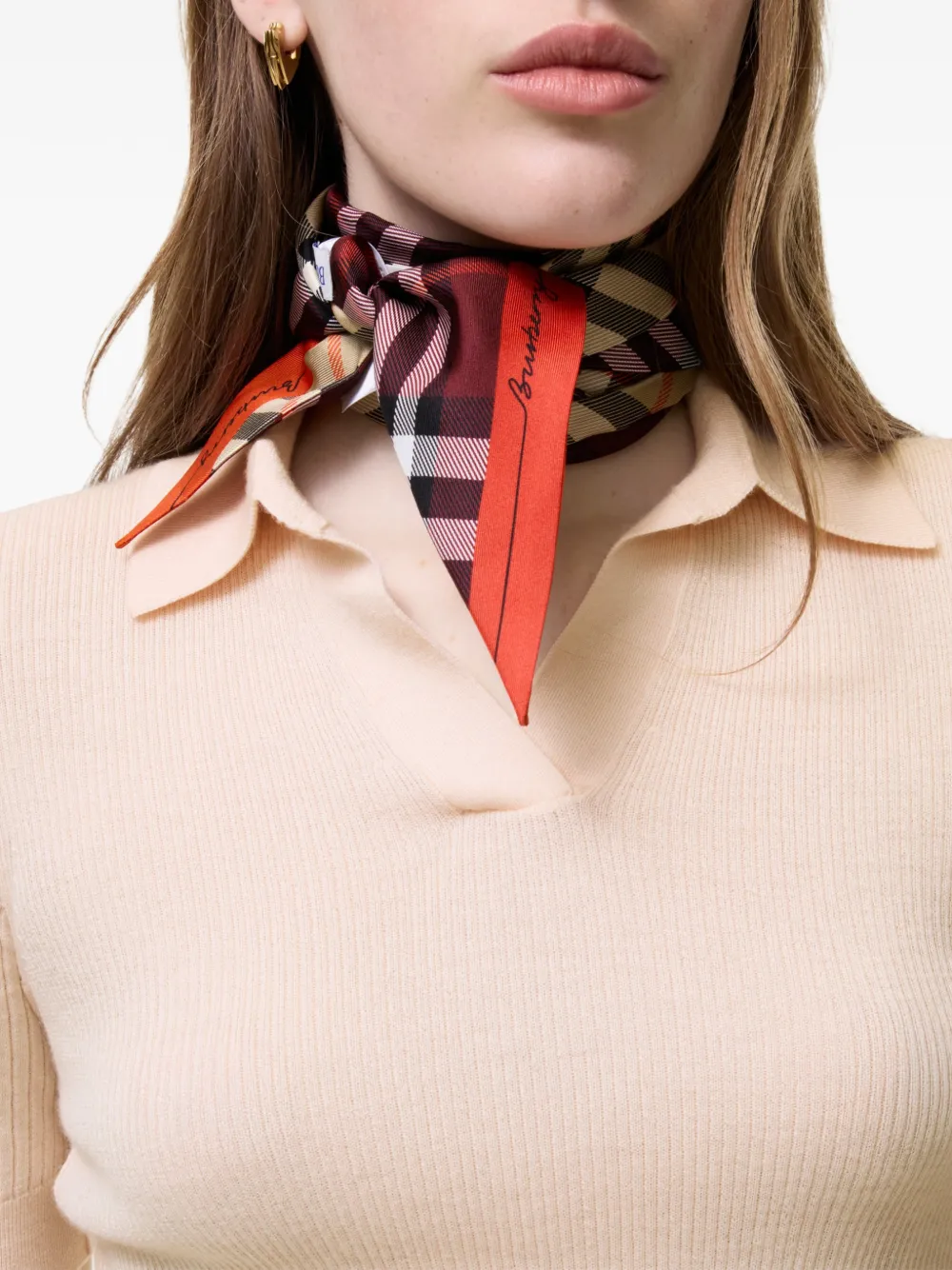 Burberry Geruite zijden sjaal Beige