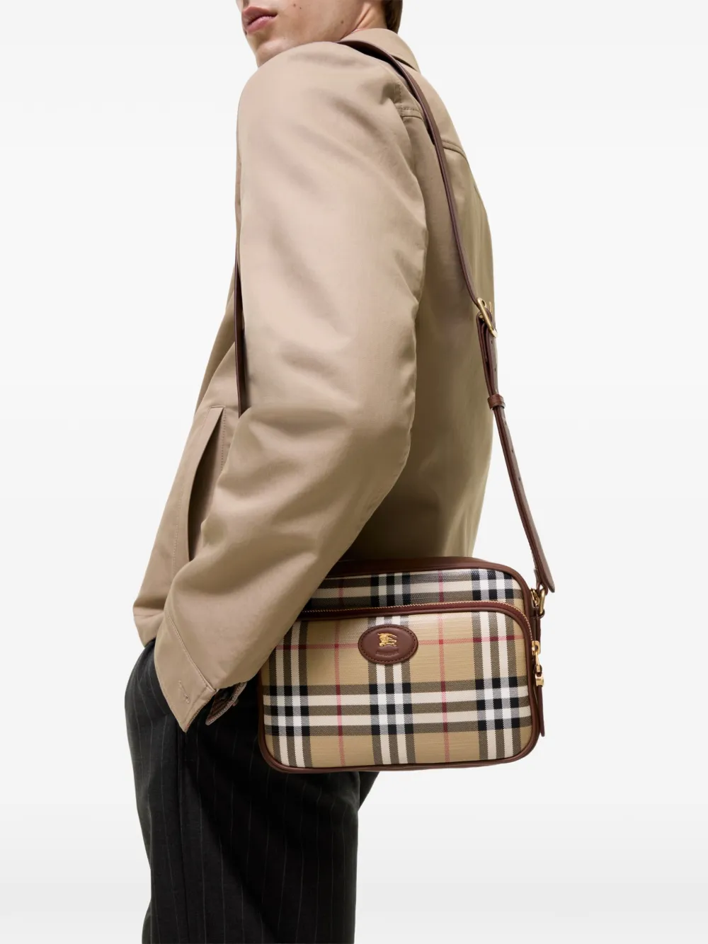 Burberry Crossbodytas met geruite zak Beige