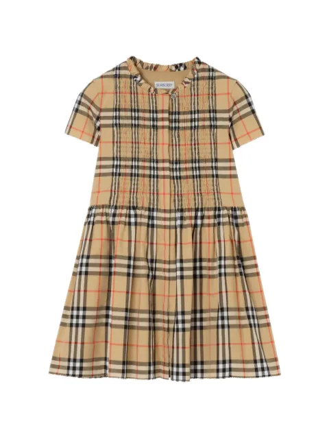 Burberry Kids 체크 스모킹 드레스