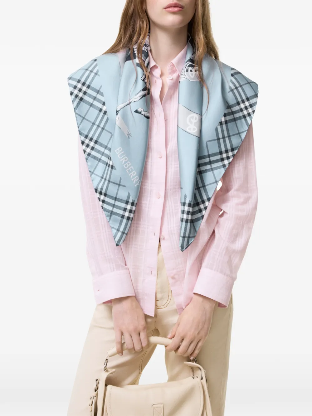 Burberry Archive Knight zijden sjaal Blauw