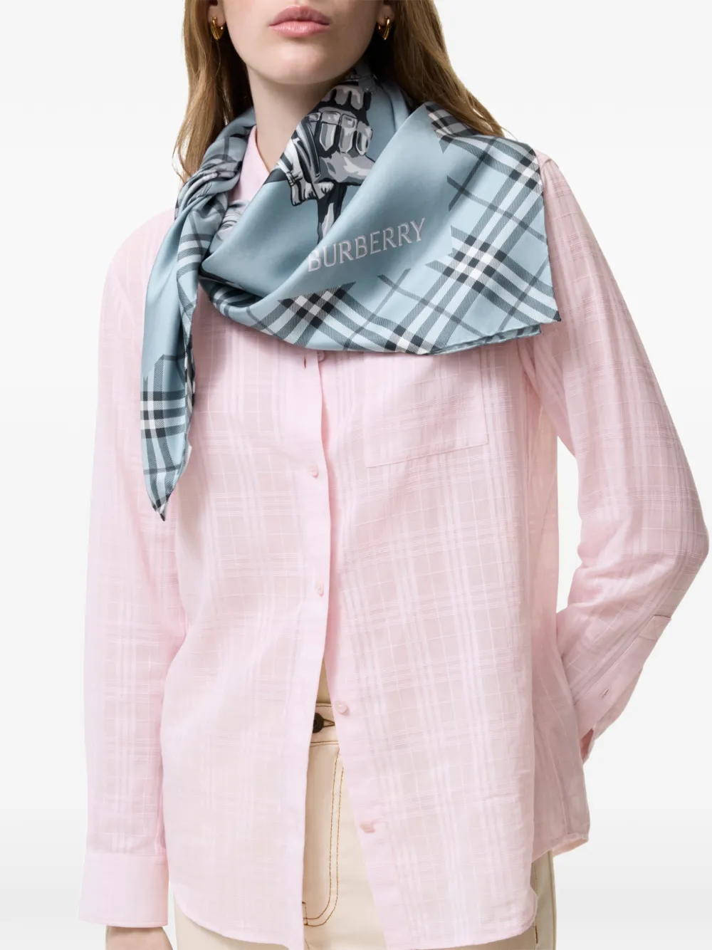 Burberry Archive Knight zijden sjaal Blauw