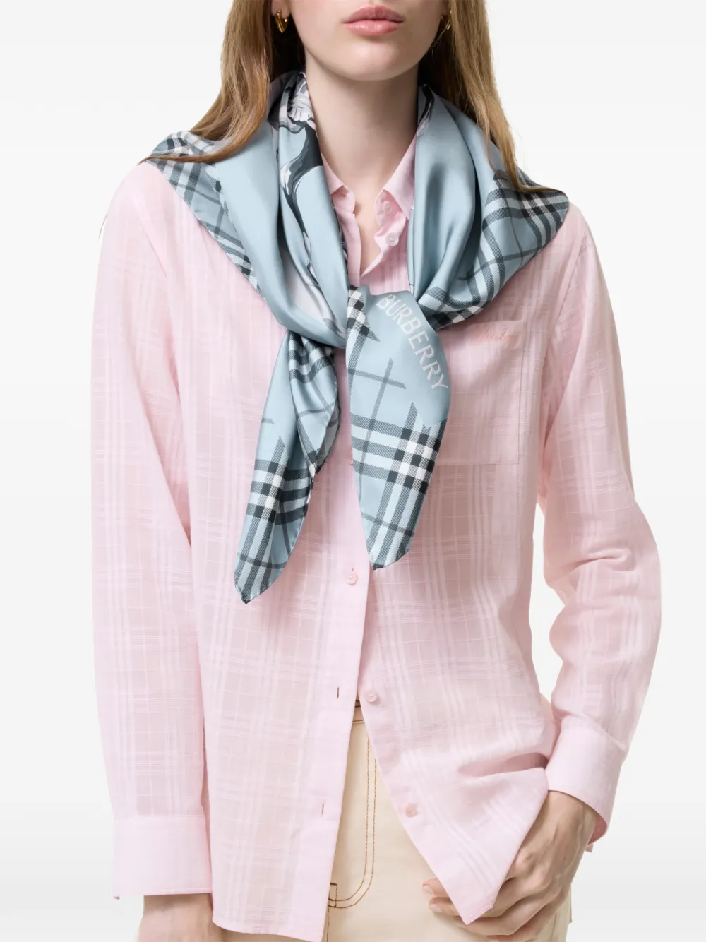 Burberry Archive Knight zijden sjaal Blauw