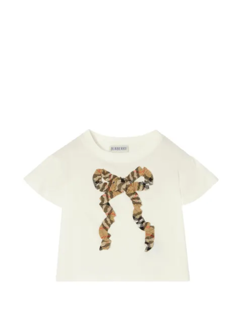 Burberry Kids Check-bow cotton T-shirt