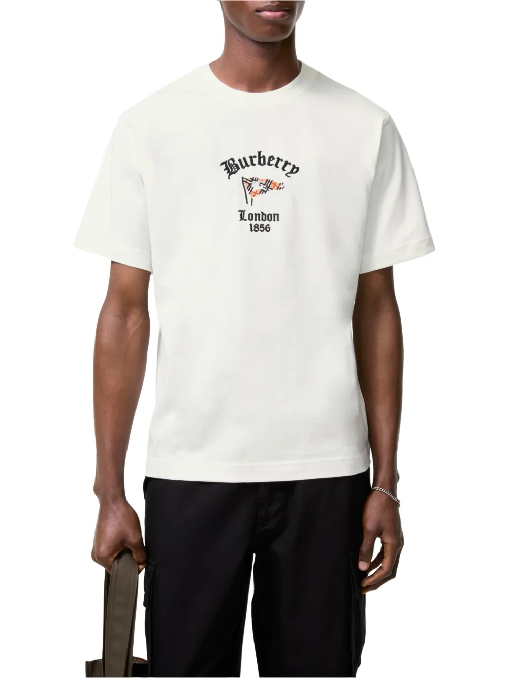 Burberry Katoenen T-shirt met geruite vlag Beige