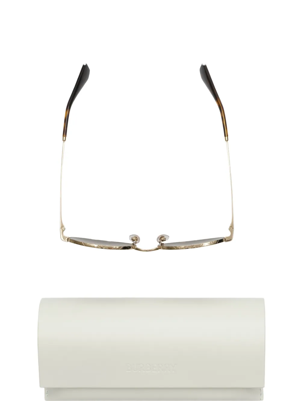 Burberry Eyewear Check metalen zonnebril met ovalen montuur Goud