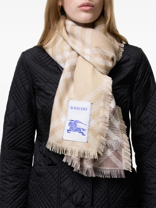 Burberry Lenço Check Degradê De Seda e Lã | Neutro | FARFETCH BR