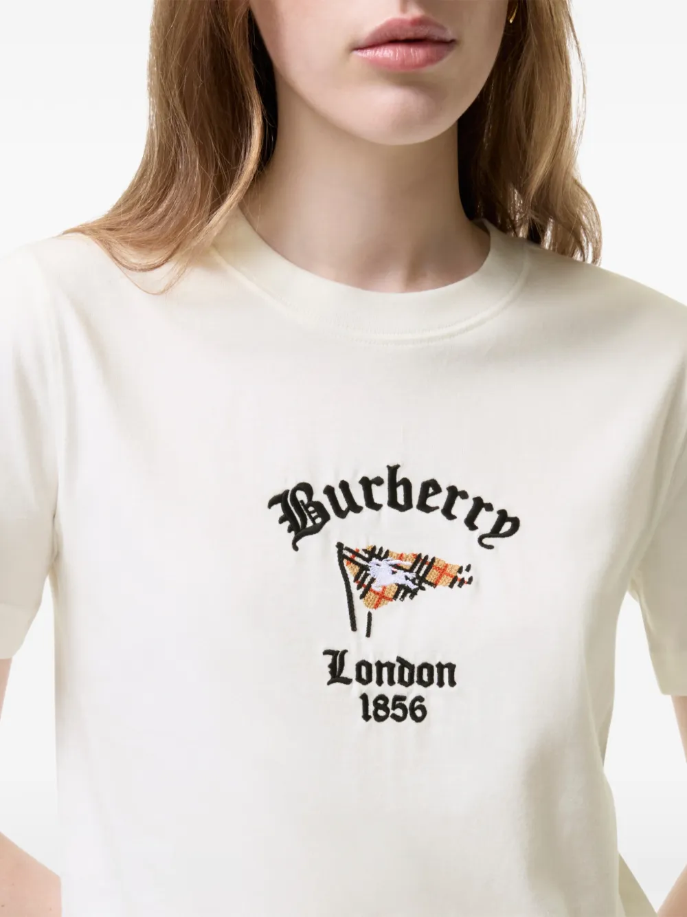 Burberry Geruit katoenen T-shirt Beige