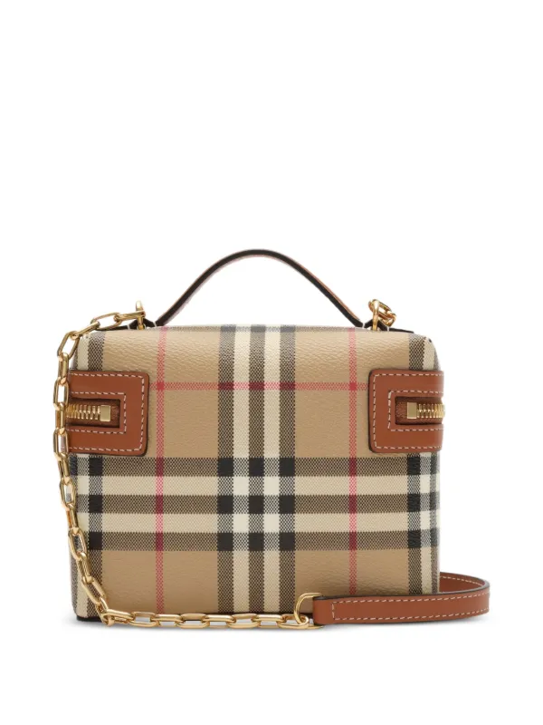 Burberry チェック バニティバッグ ミニ | ニュートラル | FARFETCH JP