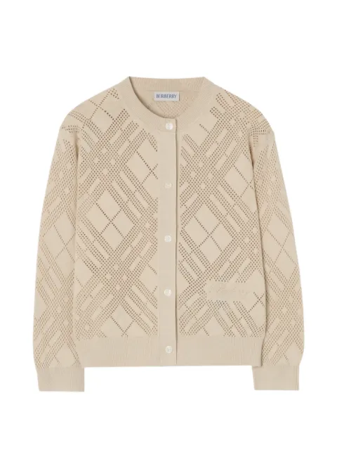 Burberry Kids pointelle knit cotton cardigan