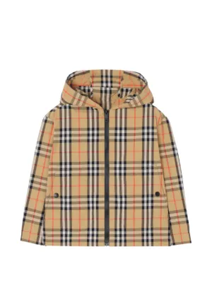 Burberry Kids チェック ナイロン フーデッドジャケット