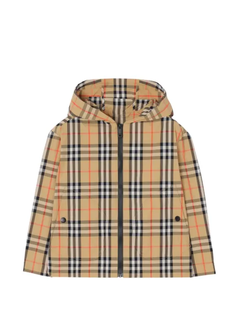 Burberry Kids Check nylon hooded jacket