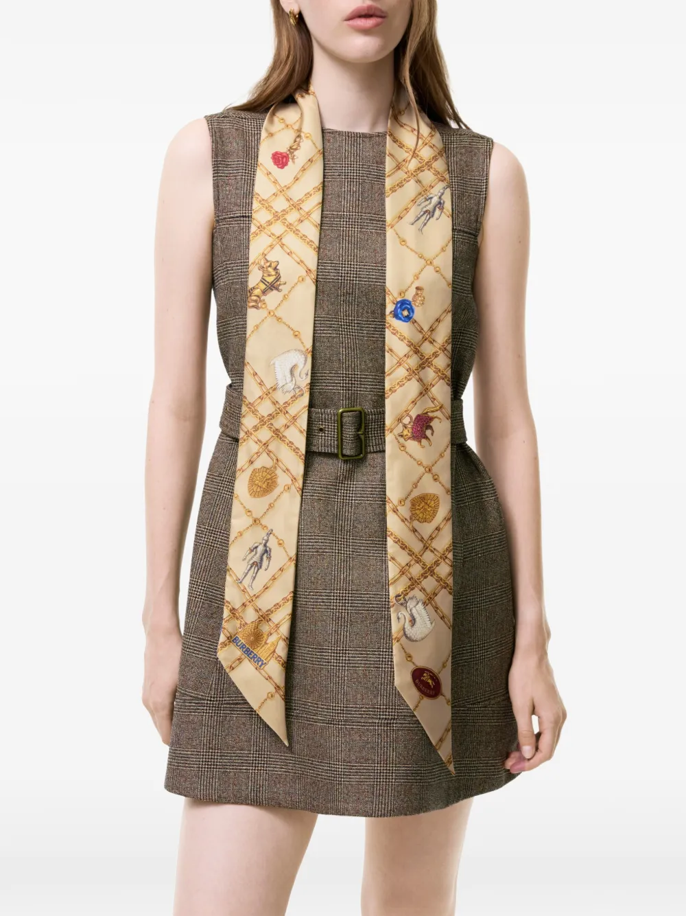 Burberry Geruite zijden sjaal Beige