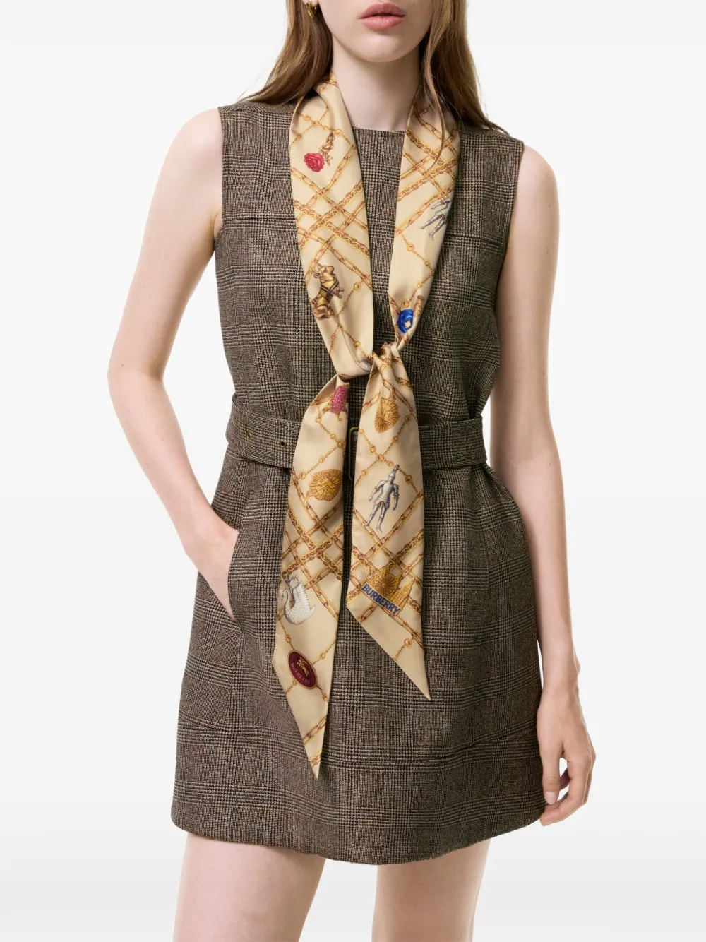 Burberry Geruite zijden sjaal Beige