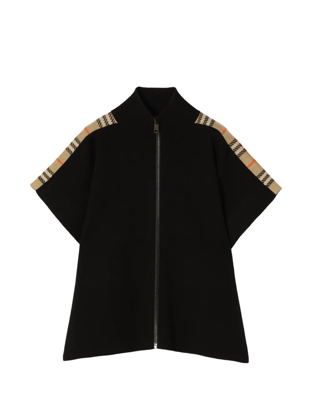 Burberry Kids Check-trim wool cape - Schwarz
