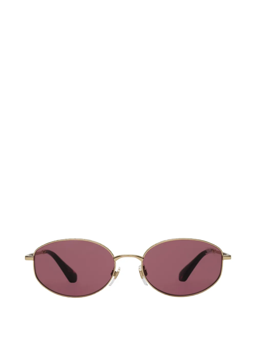 Burberry metal Check oval sunglasses - Oro